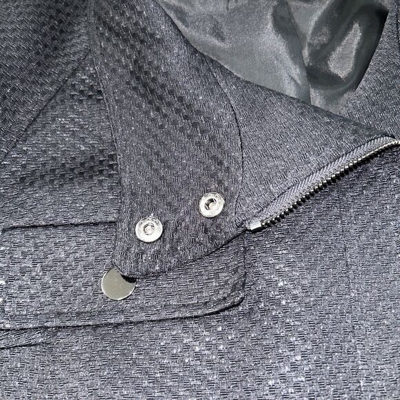 Anne Klein Black Textured Moto Jacket Zipper Front Snap Accent 8 - Picture 5 of 9